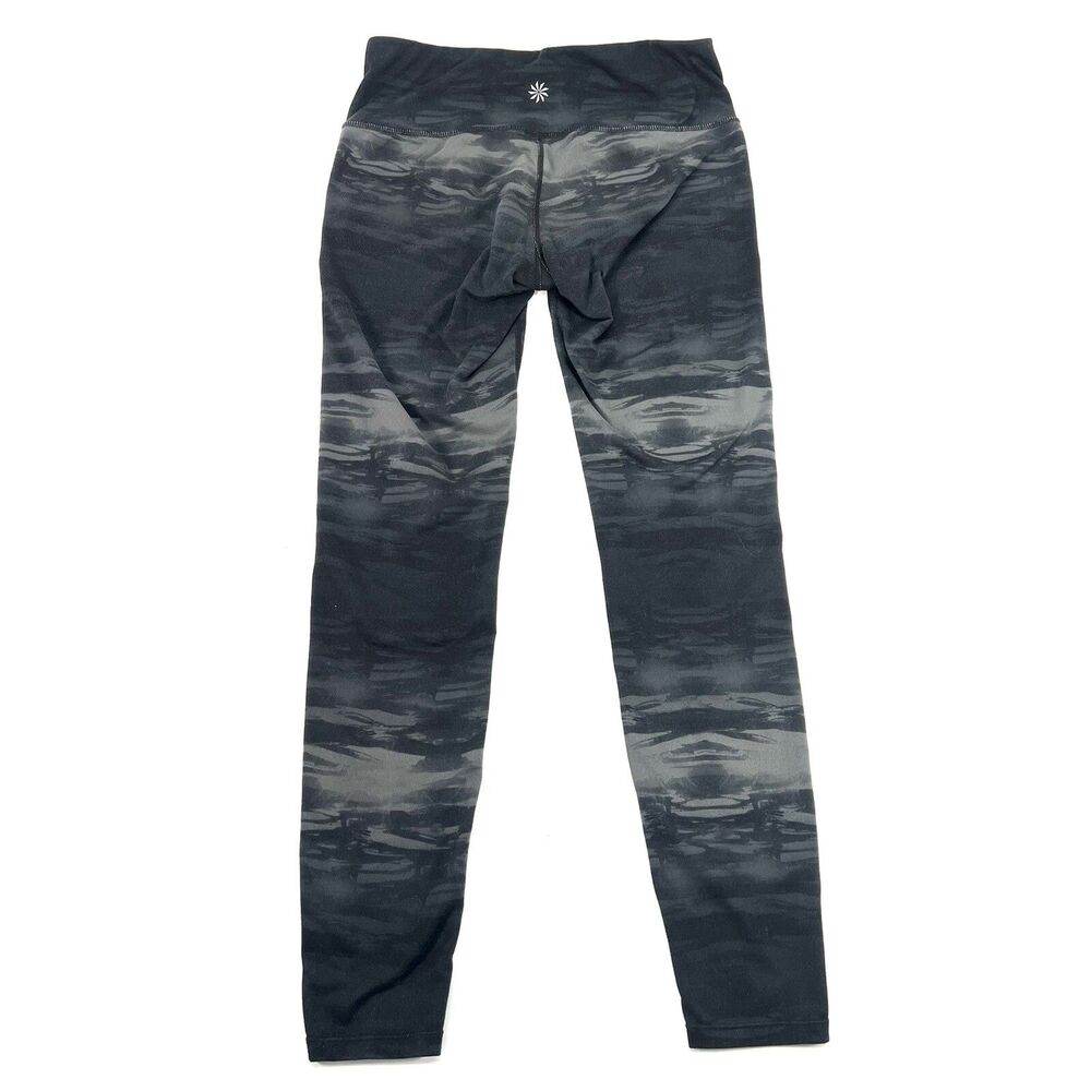 ATHLETA Chaturanga Charcoal Gray Multi Flare Print Womans Size Small Leggings